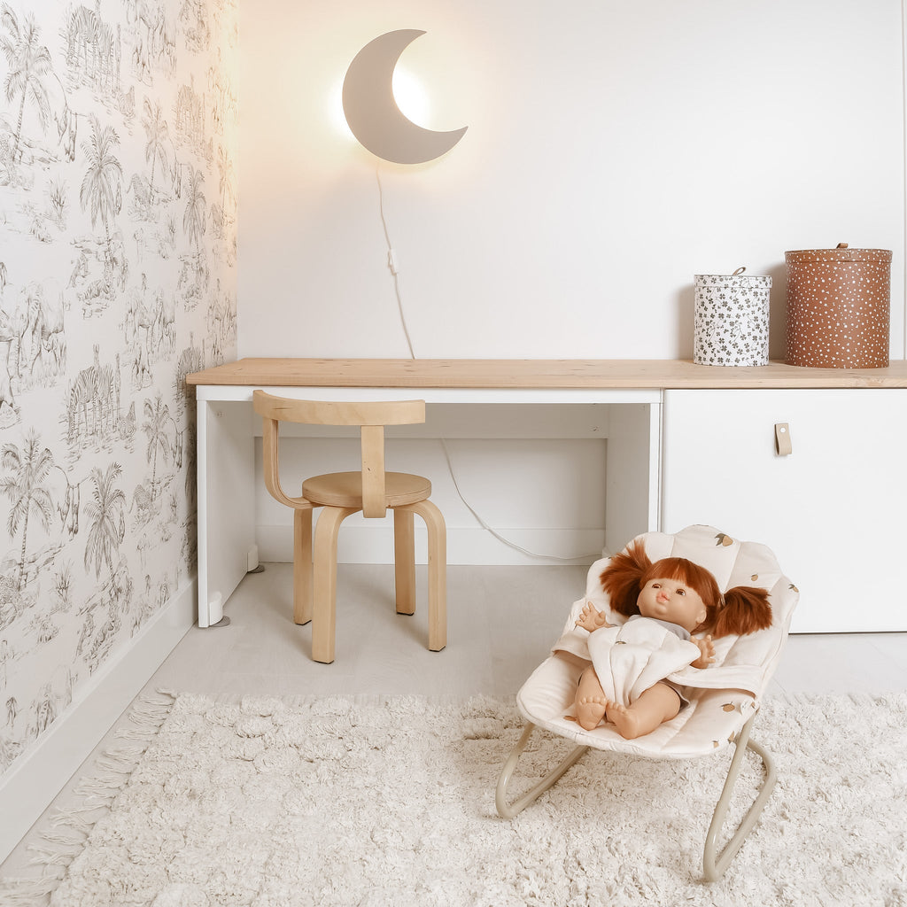 Applique Murale en Bois pour Chambre d'Enfant - Forme de Lune