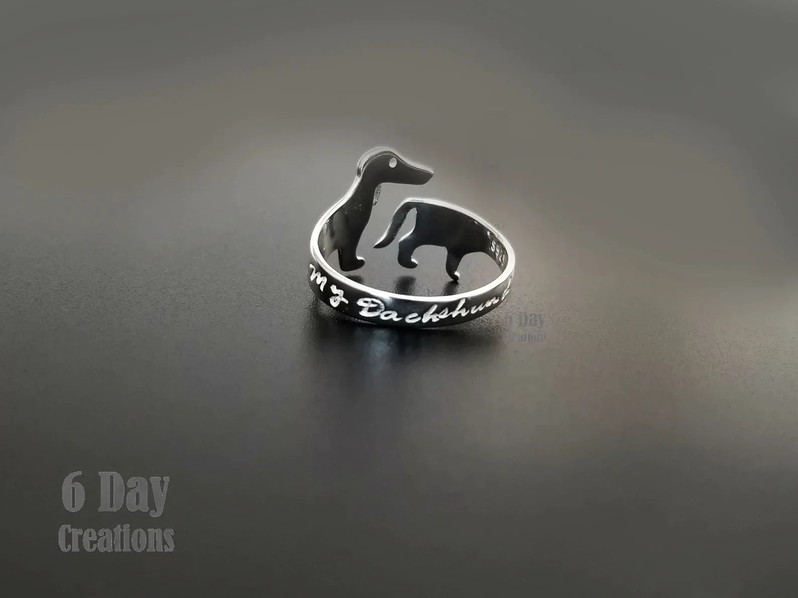 Bague en Argent Ajustable pour Chien Teckel Mignon