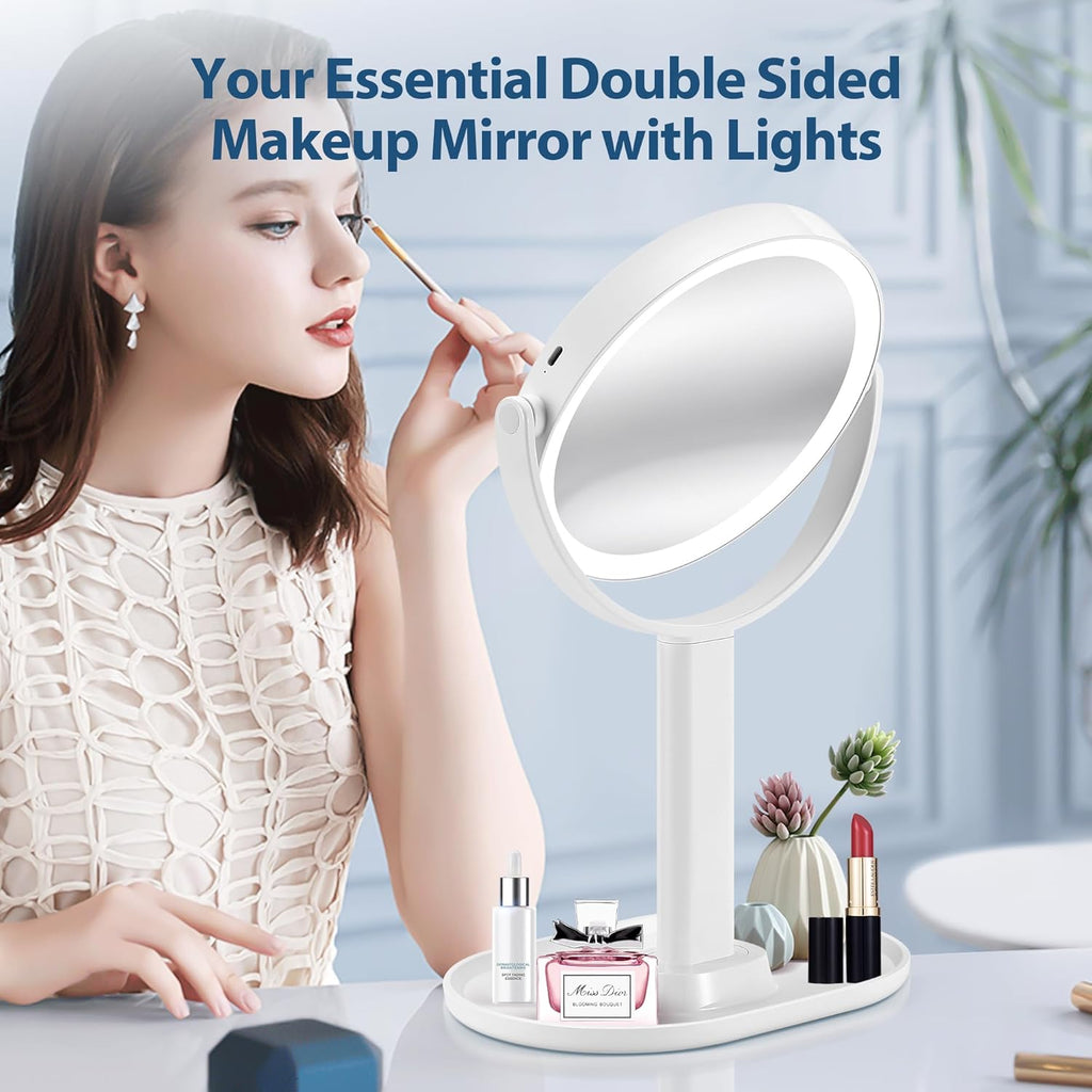 Miroir de Maquillage Éclairé - Zoom 20X & Luminosité Réglable