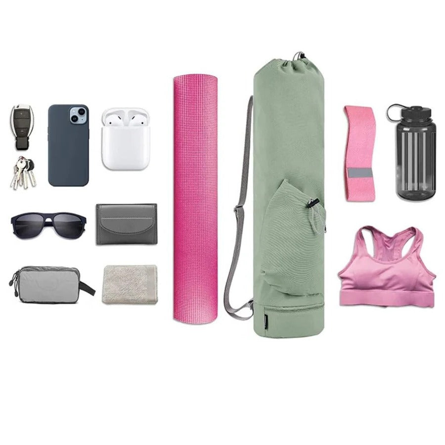 Sac de transport multifonction pour tapis de yoga avec compartiment étanche