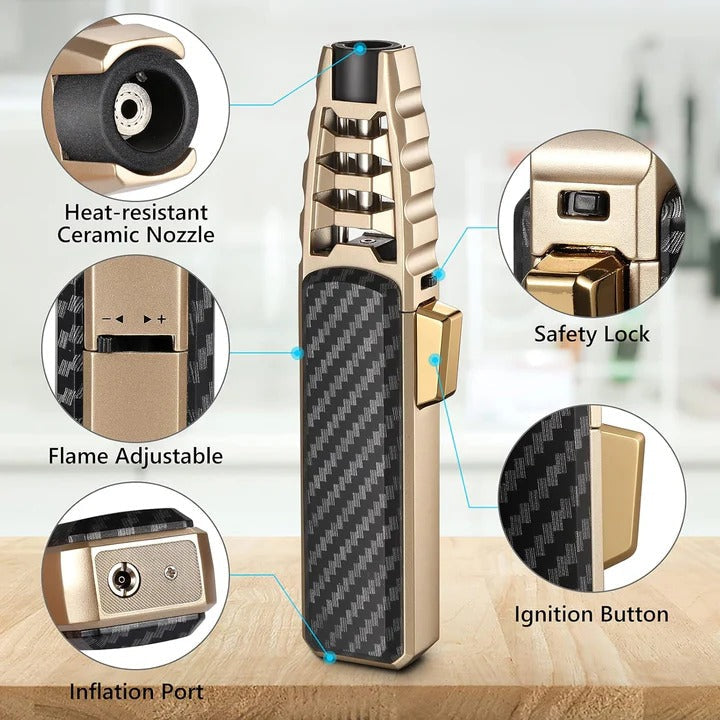 Skanto | Briquet à Flamme Réglable – Flamme Bleue pour Cuisine & Utilisation Extérieure