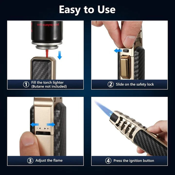 Skanto | Briquet à Flamme Réglable – Flamme Bleue pour Cuisine & Utilisation Extérieure
