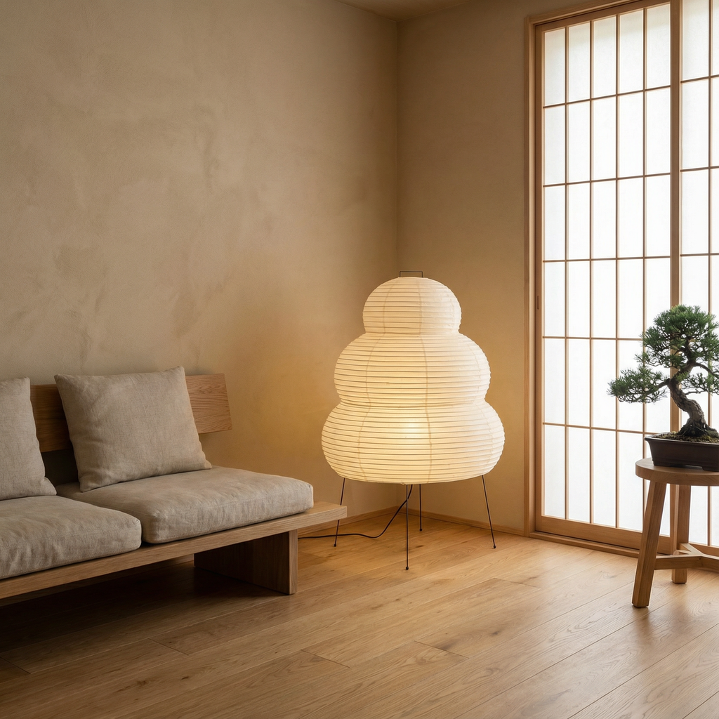 Lampe sur pied moderne en papier de riz