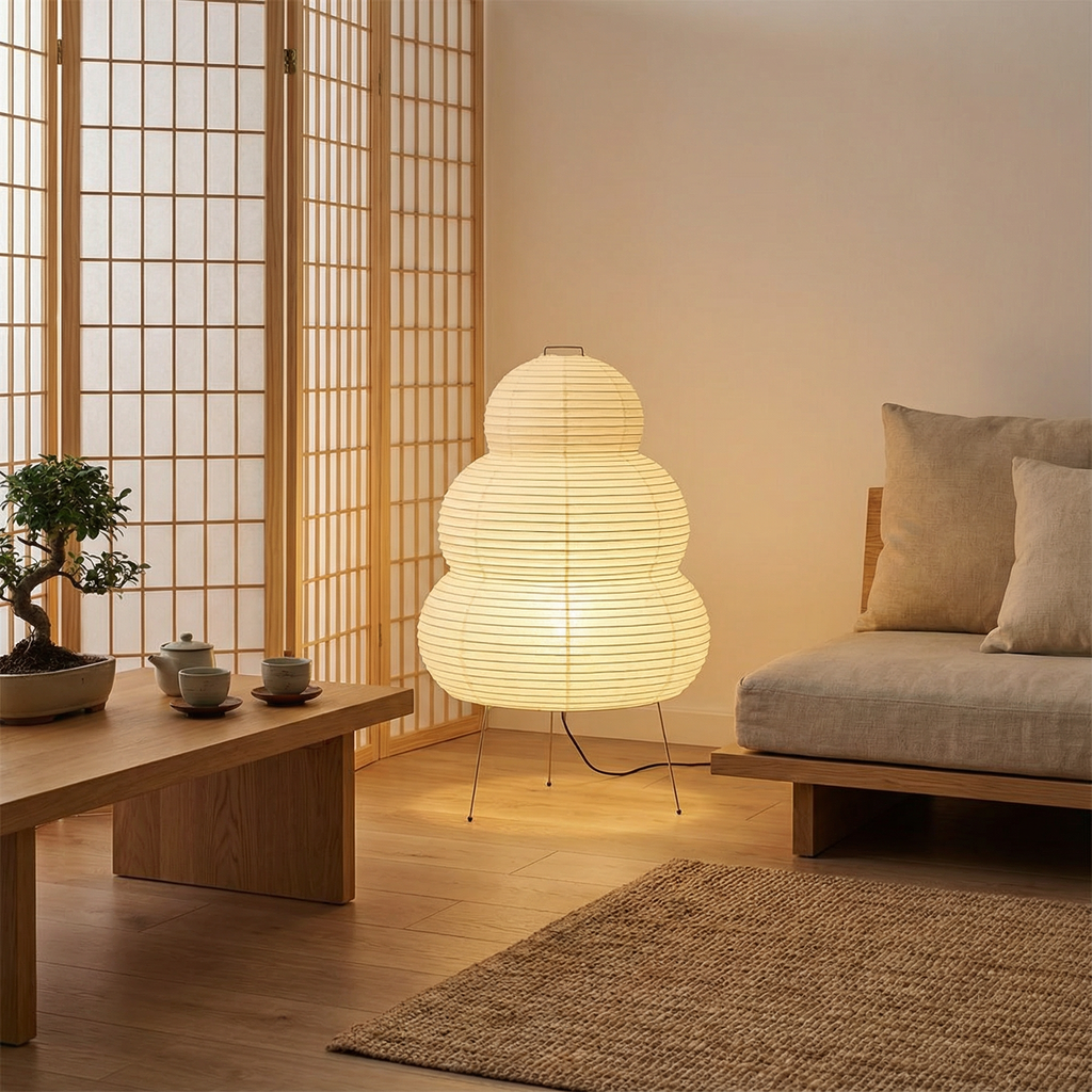 Lampe sur pied moderne en papier de riz