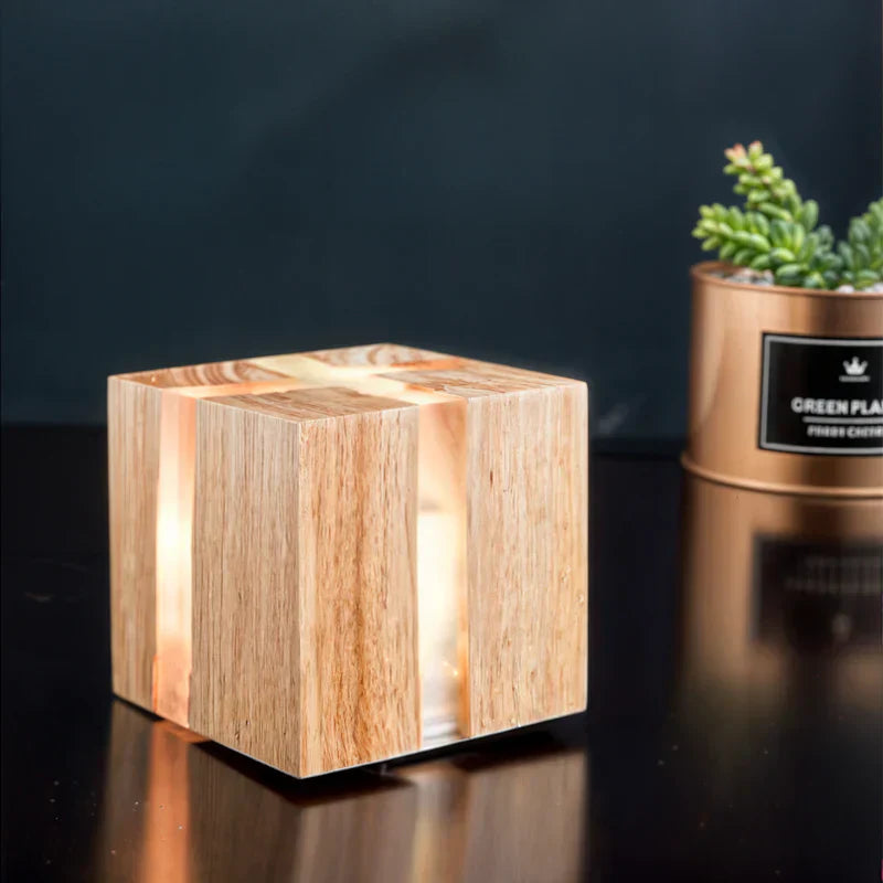 Lampe LED en Bois Naturel avec Éclairage Réglable