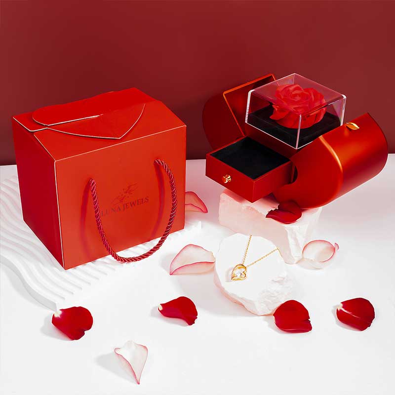 Coffret Rose Éternelle & son Collier d'Amour - À ma femme - N'oublie jamais...