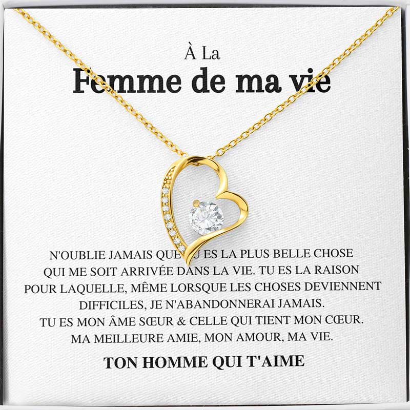 Coffret Rose Éternelle & son Collier d'Amour - À ma femme - N'oublie jamais...