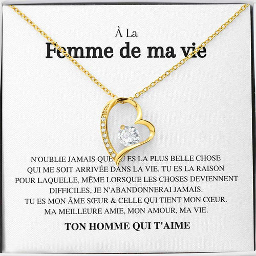 Coffret Rose Éternelle & son Collier d'Amour - À ma femme - N'oublie jamais...