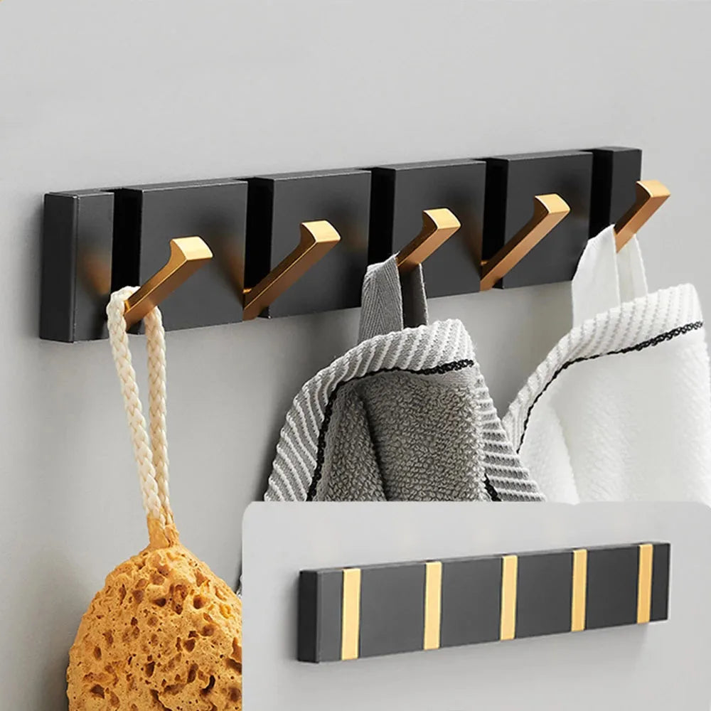 Crochet mural pliable avec 5 crochets – acier inoxydable pour l'entrée et la salle de bain