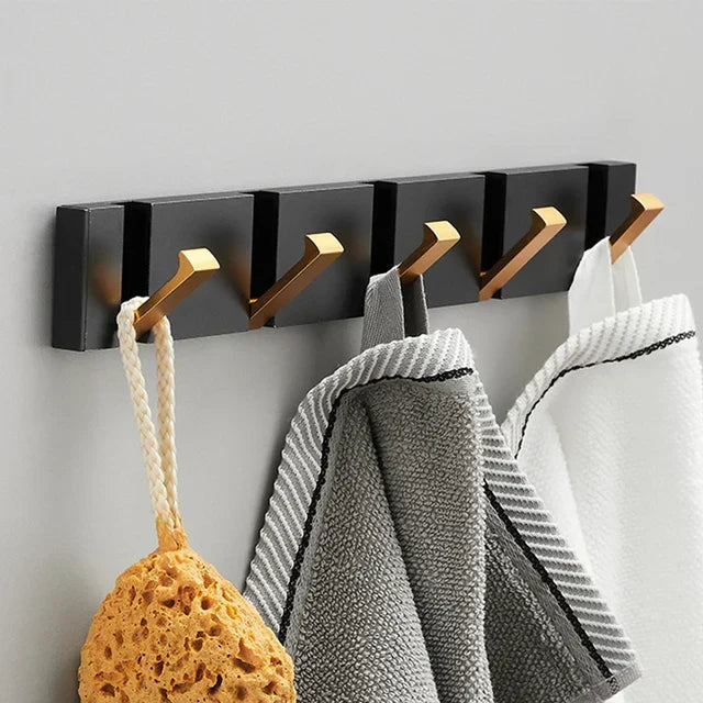 Crochet mural pliable avec 5 crochets – acier inoxydable pour l'entrée et la salle de bain