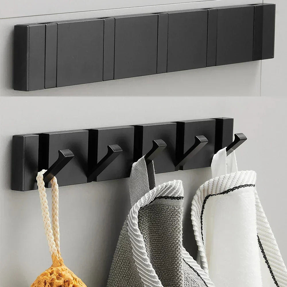 Crochet mural pliable avec 5 crochets – acier inoxydable pour l'entrée et la salle de bain