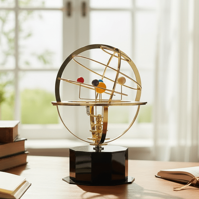 NINEORBIT – Affichage du système solaire en laiton avec 5 planètes fabriquées avec précision