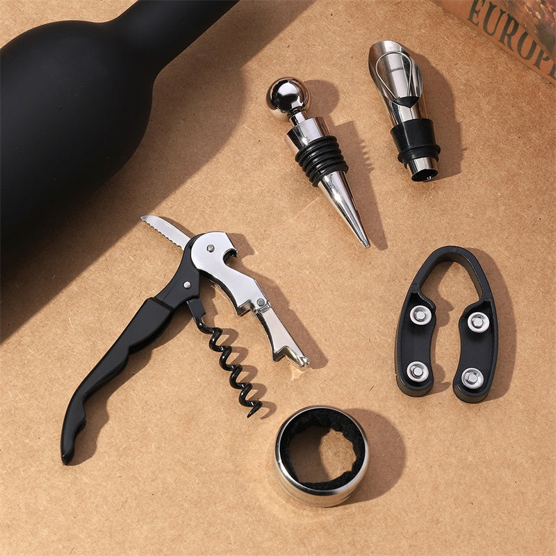 50% DE RÉDUCTION | VelourVin™ | Ensemble exclusif d'accessoires à vin 5 pièces en forme de bouteille élégante | Le cadeau parfait pour les amateurs de vin et les épicuriens