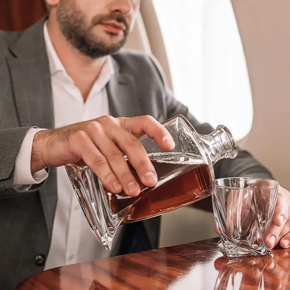 Carafe et Set de Verres à Whiskey en Cristal de Luxe - WhiskeyWave
