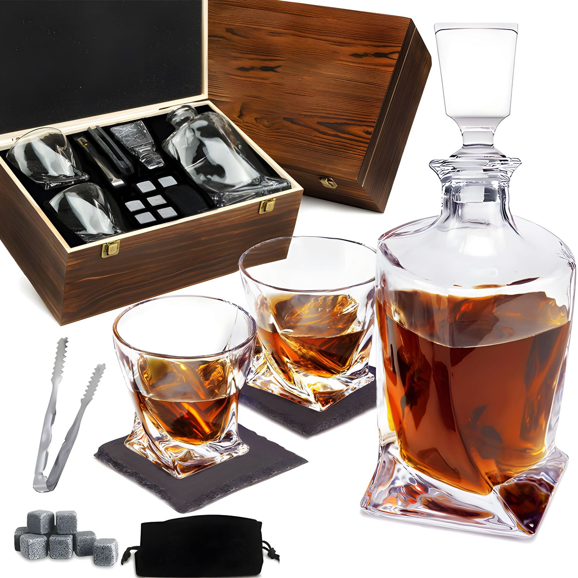 Carafe et Set de Verres à Whiskey en Cristal de Luxe - WhiskeyWave