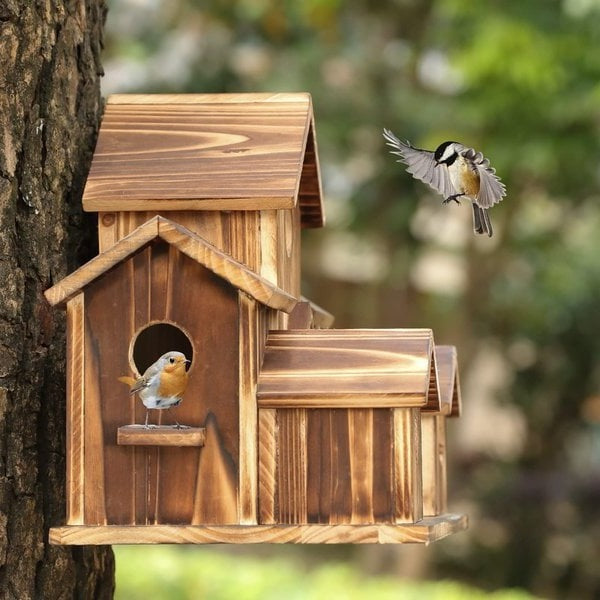 Skanto | Maison à oiseaux en bois fait main avec 6 trous