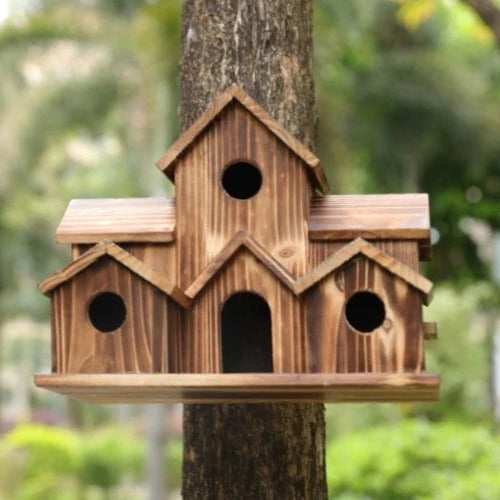 Skanto | Maison à oiseaux en bois fait main avec 6 trous
