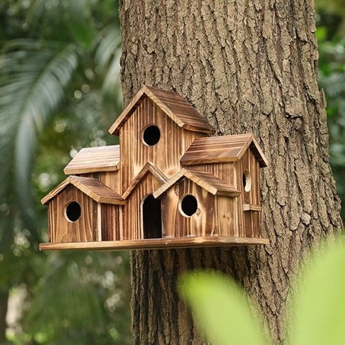 Skanto | Maison à oiseaux en bois fait main avec 6 trous