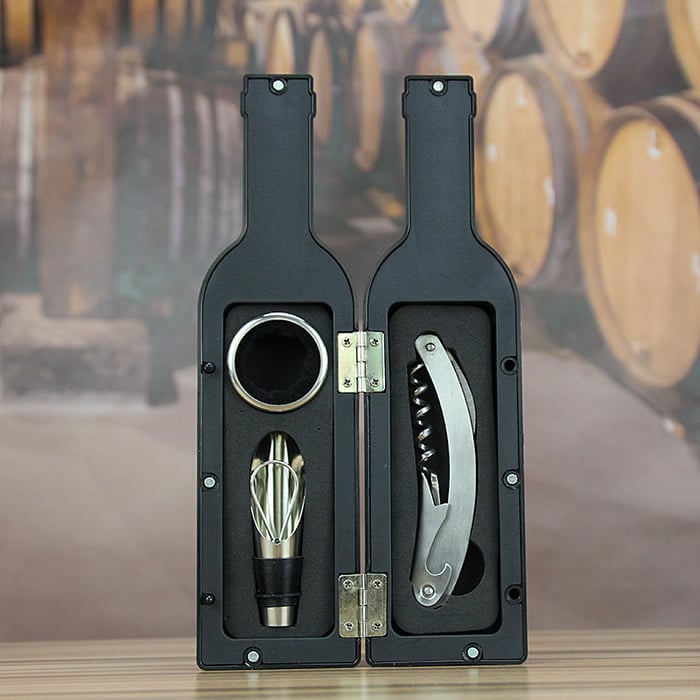 50% DE RÉDUCTION | VelourVin™ | Ensemble exclusif d'accessoires à vin 5 pièces en forme de bouteille élégante | Le cadeau parfait pour les amateurs de vin et les épicuriens