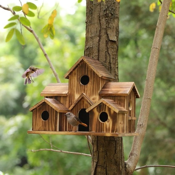 Skanto | Maison à oiseaux en bois fait main avec 6 trous