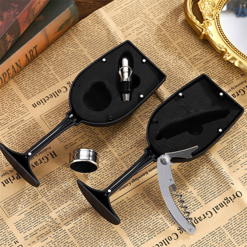 50% DE RÉDUCTION | VelourVin™ | Ensemble exclusif d'accessoires à vin 5 pièces en forme de bouteille élégante | Le cadeau parfait pour les amateurs de vin et les épicuriens