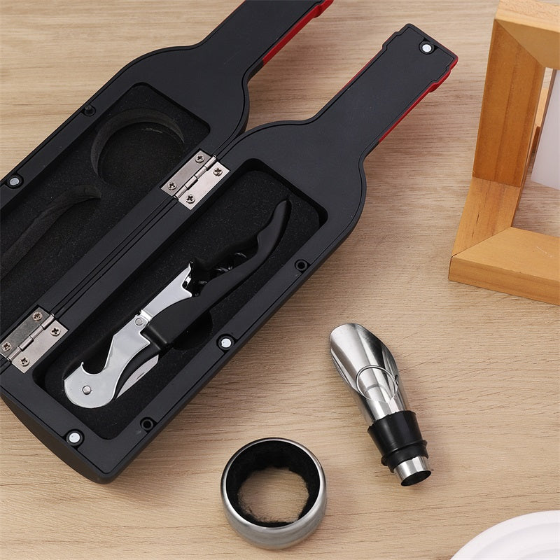 50% DE RÉDUCTION | VelourVin™ | Ensemble exclusif d'accessoires à vin 5 pièces en forme de bouteille élégante | Le cadeau parfait pour les amateurs de vin et les épicuriens