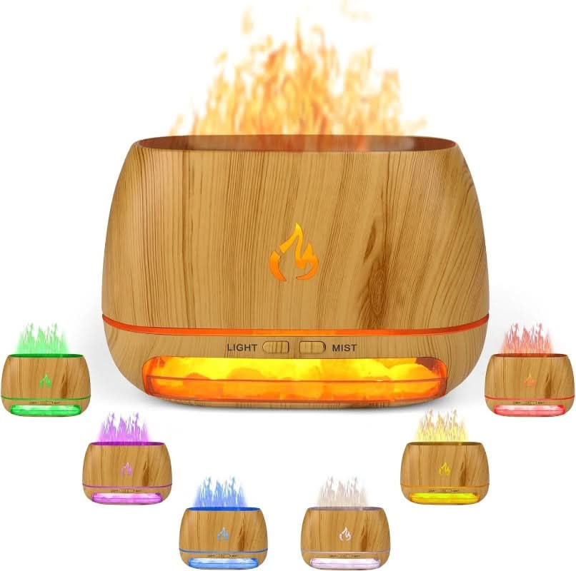 Atmosphère relaxante avec effet de feu et brume apaisante
