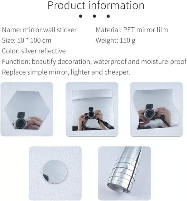 Film Miroir Flexible | Incassable & Autocollant | Plaques Miroir PET | Léger & Découpable