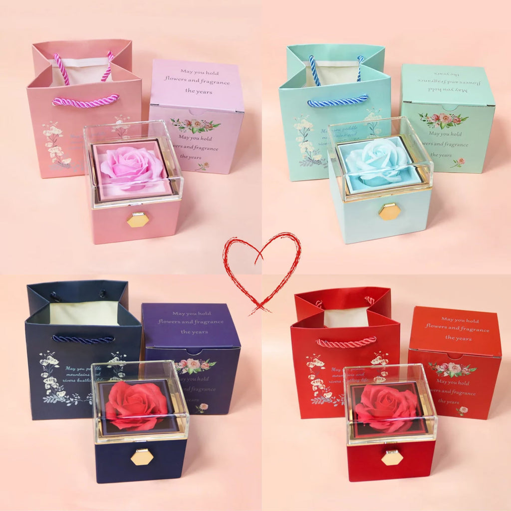 Boîte de Rose Éternelle avec Collier