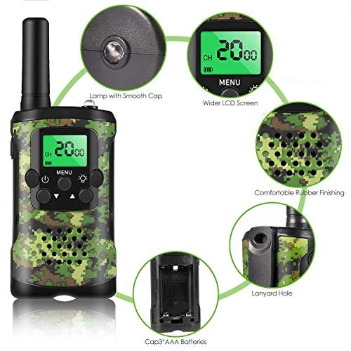 Talkies-Walkies Enfants | 22 Canaux | 5 km Portée | Camouflage Vert
