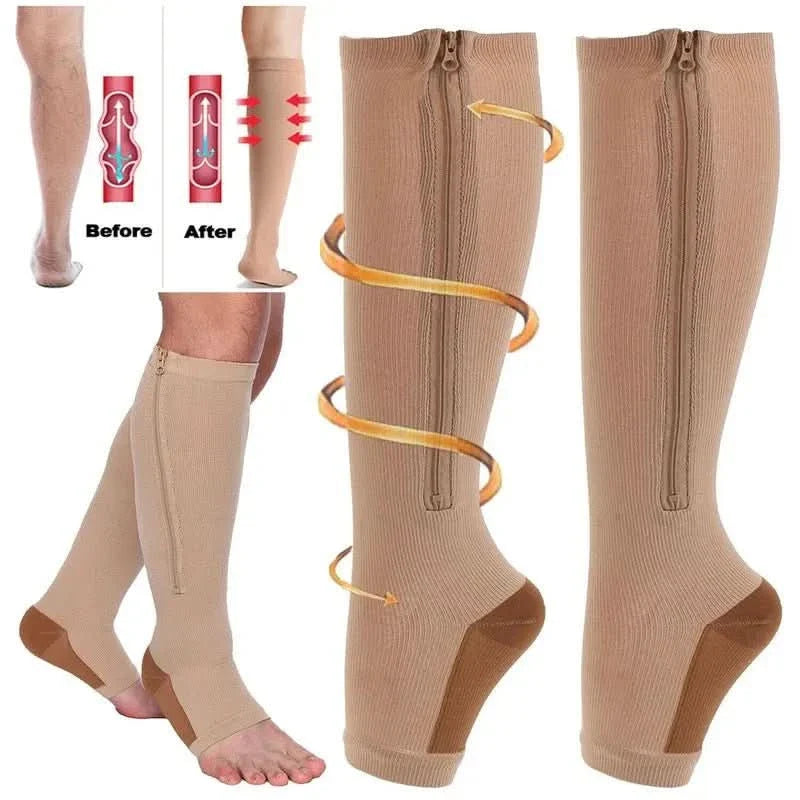CIRCULARELIEF – Chaussettes de compression avec fermeture éclair pour soutien et soulagement
