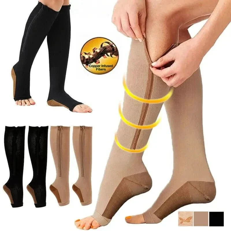CIRCULARELIEF – Chaussettes de compression avec fermeture éclair pour soutien et soulagement