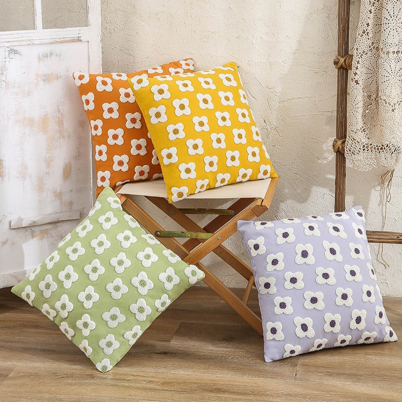 Housse de Coussin Jacquard Avec Broderie 45x45 Cm
