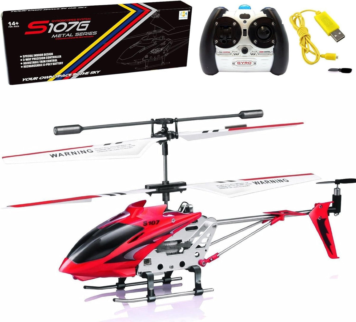Hélicoptère Mini RC Hercules Incassable avec Gyro - Rouge