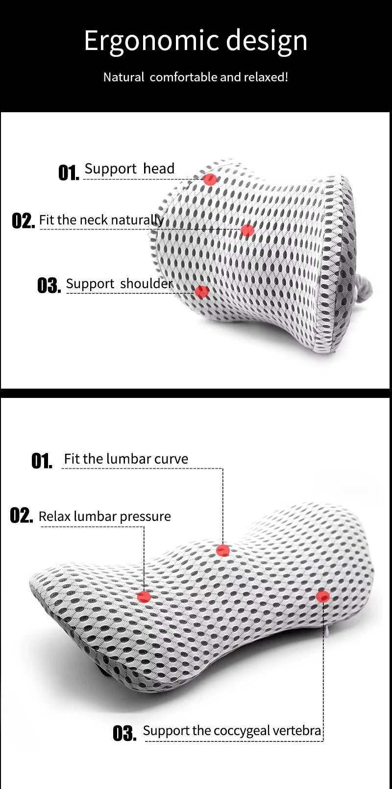 Coussin de soutien lombaire ergonomique ComfortWave