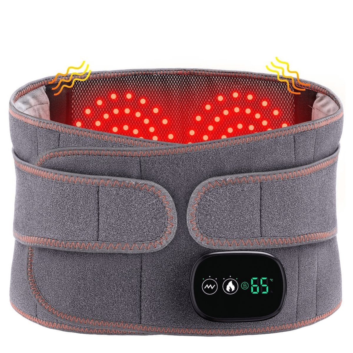 Ceinture de soutien lombaire chauffante avec fonction massage – Chaleur sans fil et réglable