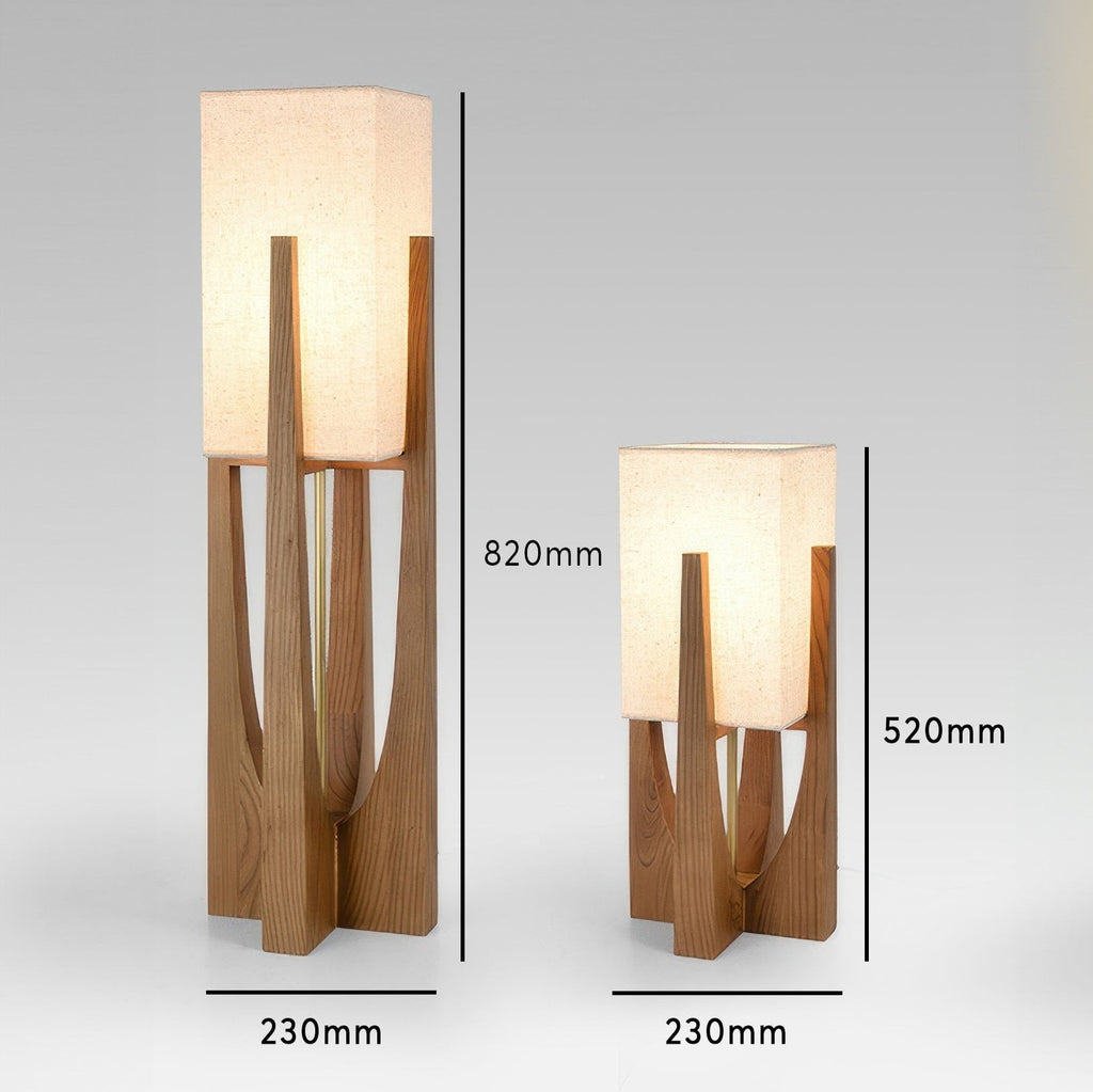 Lampe sur pied en noyer de style japonais élégant avec lumière LED