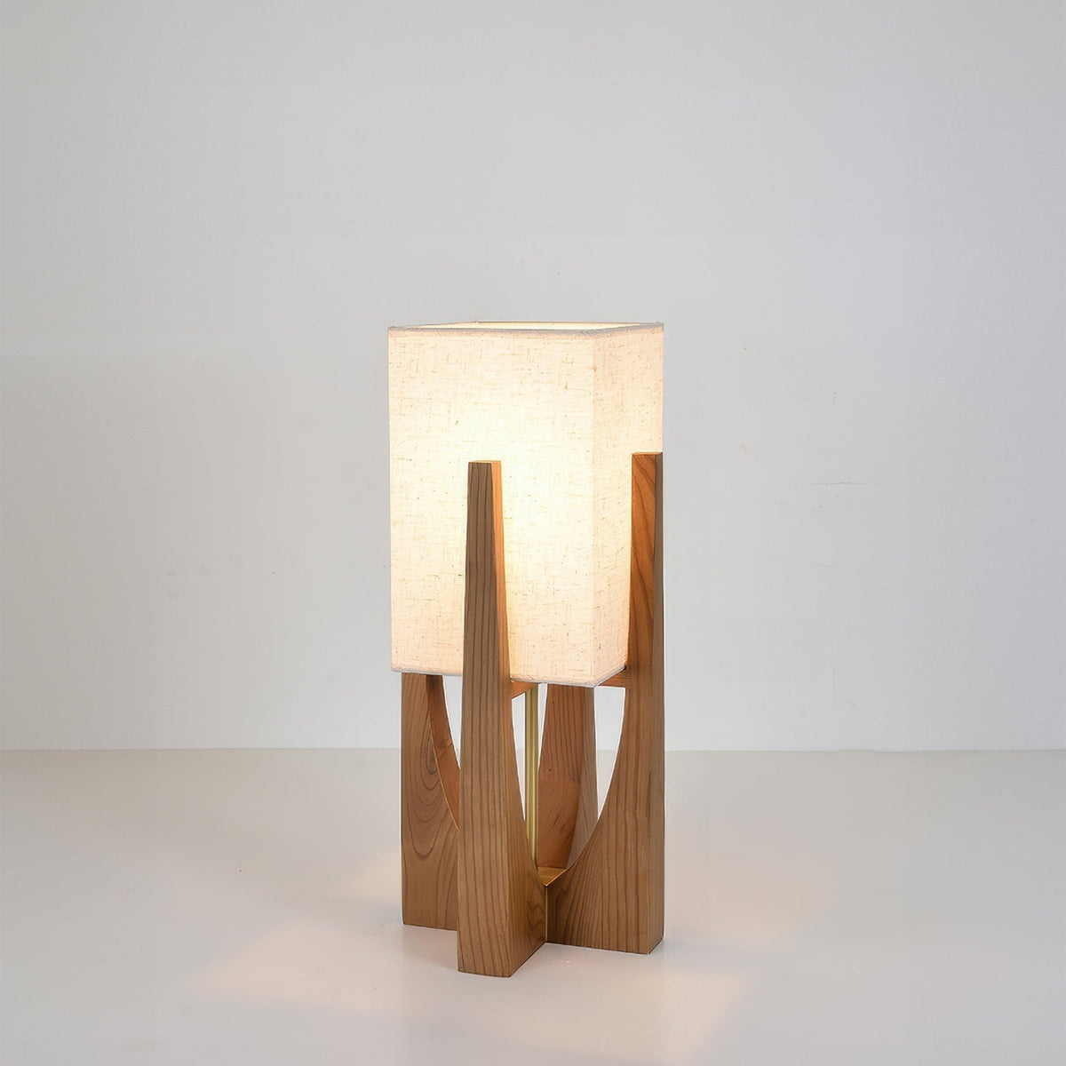 Lampe sur pied en noyer de style japonais élégant avec lumière LED