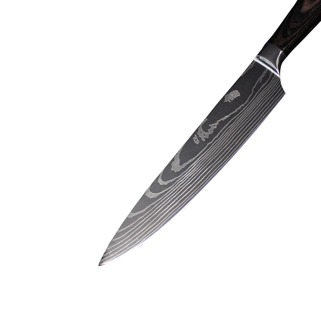 Skanto | Couteau de Cuisine en Acier Damas | Lame de 20 cm, Poignée Ergonomique en Résine & Idéal pour la Cuisine à Domicile