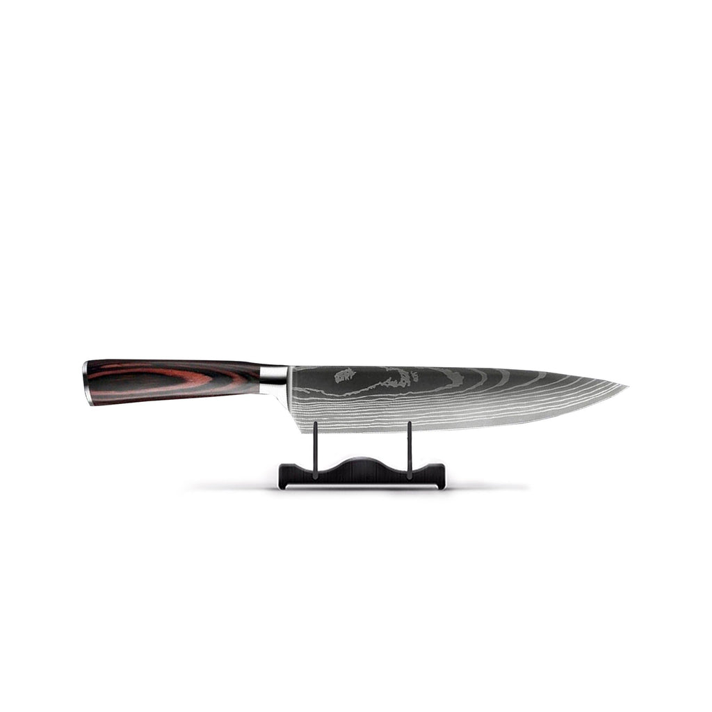 Skanto | Couteau de Cuisine en Acier Damas | Lame de 20 cm, Poignée Ergonomique en Résine & Idéal pour la Cuisine à Domicile
