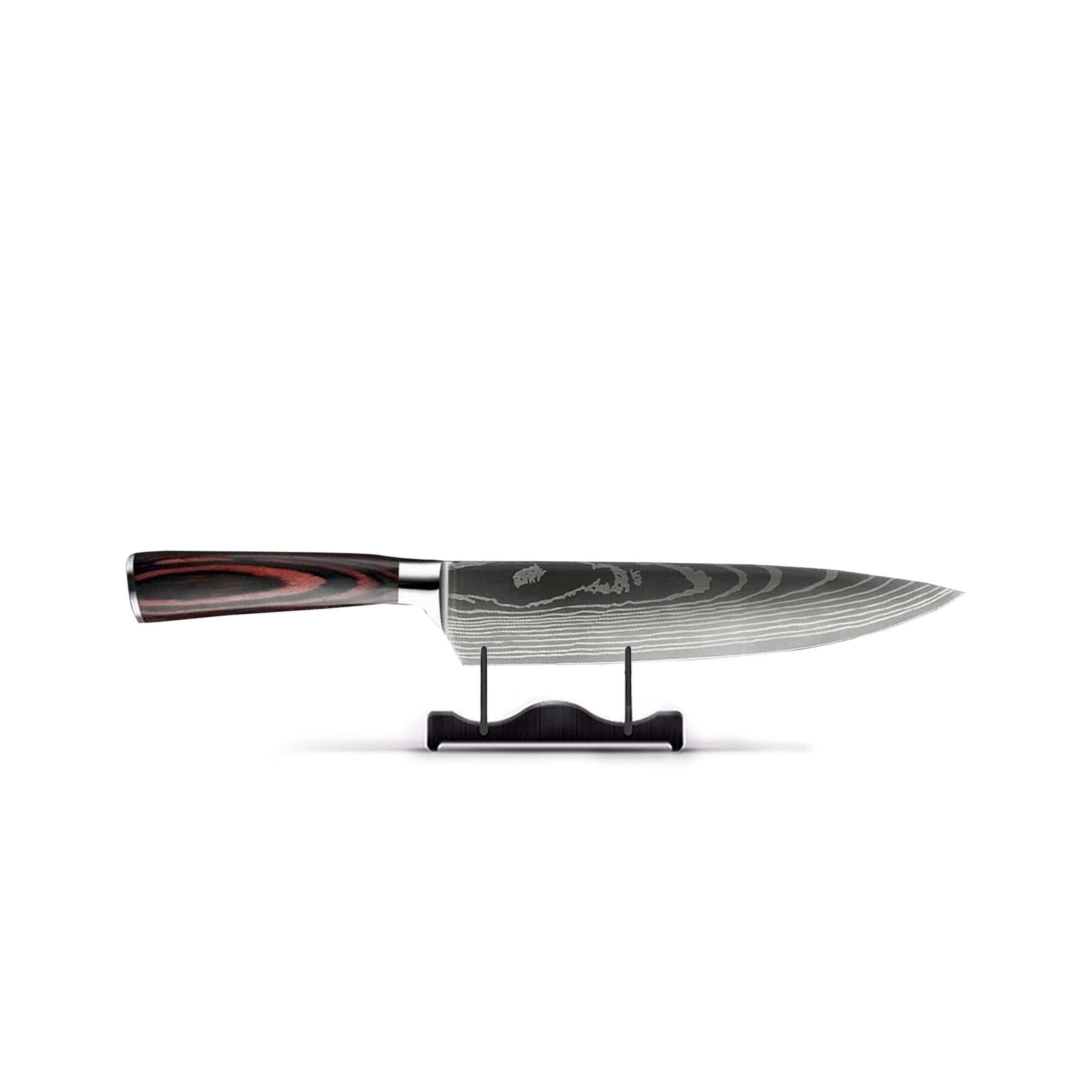 Skanto | Couteau de Cuisine en Acier Damas | Lame de 20 cm, Poignée Ergonomique en Résine & Idéal pour la Cuisine à Domicile