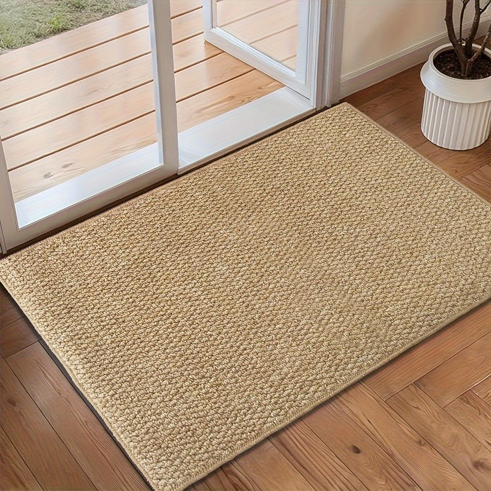 Tapis de Porte Doux et Absorbant au Look Jute pour Usage Intérieur/Extérieur