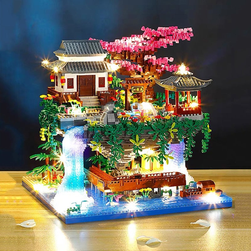 Skanto | Fossfall Maison Japonaise Sakura Île Flottante Nano Blocs de Construction | Stock Limité