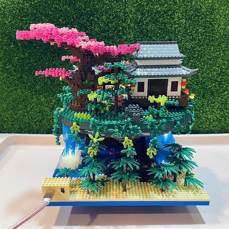Skanto | Fossfall Maison Japonaise Sakura Île Flottante Nano Blocs de Construction | Stock Limité