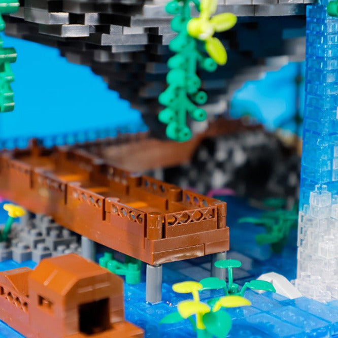 Skanto | Fossfall Maison Japonaise Sakura Île Flottante Nano Blocs de Construction | Stock Limité