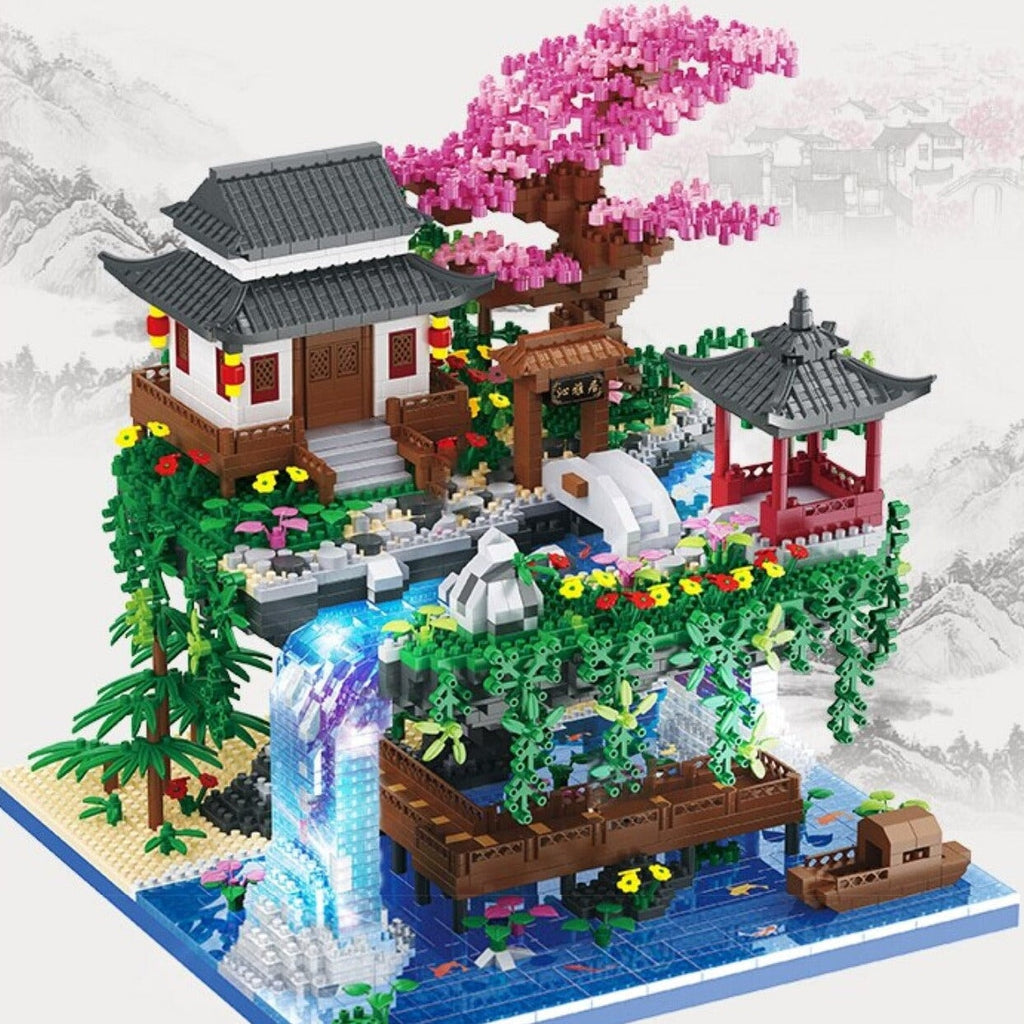 Skanto | Fossfall Maison Japonaise Sakura Île Flottante Nano Blocs de Construction | Stock Limité