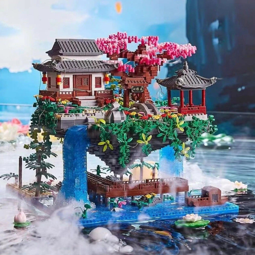 Skanto | Fossfall Maison Japonaise Sakura Île Flottante Nano Blocs de Construction | Stock Limité