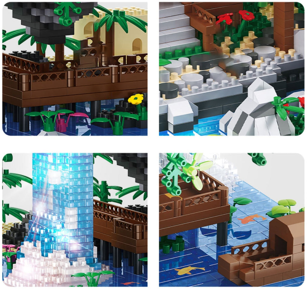Skanto | Fossfall Maison Japonaise Sakura Île Flottante Nano Blocs de Construction | Stock Limité