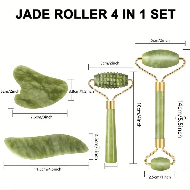 RollPro | Ensemble de rouleaux faciaux en jade Gua Sha (4PCS)