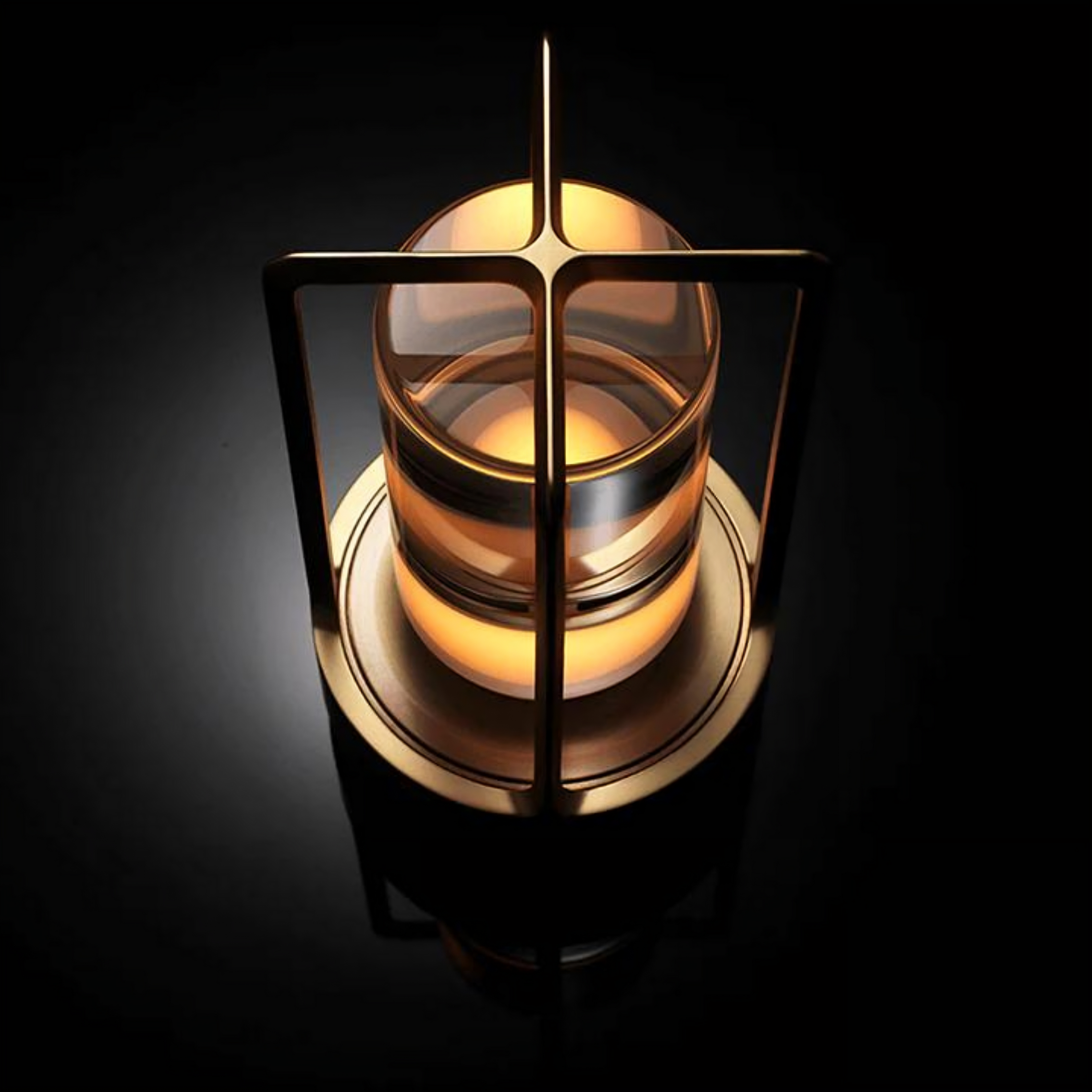 Lampe cylindrique en métal sans fil avec cristal